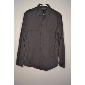 J Ferrar Men's Large Modern Fit Grey Long Sleeve Button Down Shirt